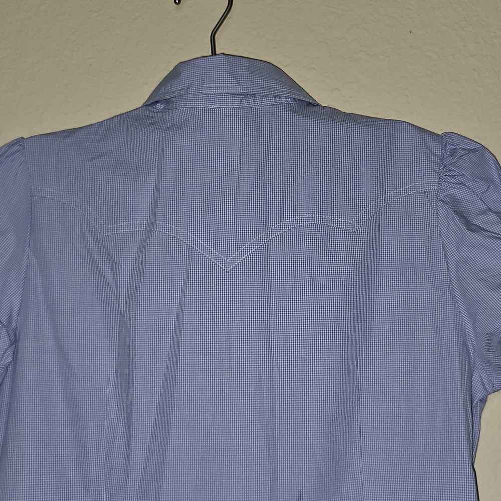 NWT-Roper Womens MEDIUM Light Blue Short Sleeve Shirt - Picture 10 of 13